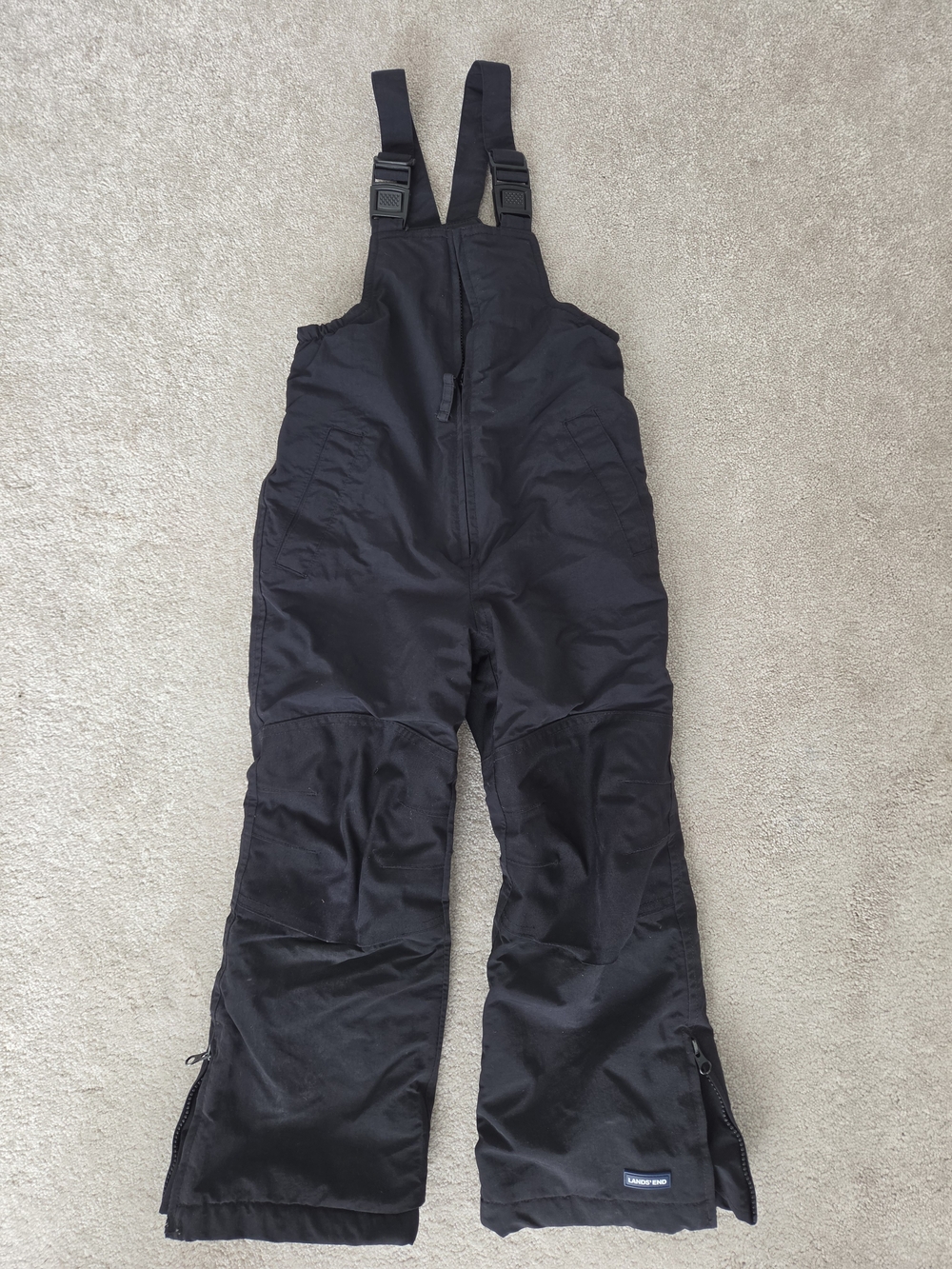 Lands' End Kids Black Insulated Snow Bib Overalls